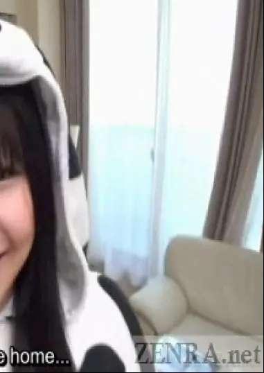 Japanese woman in cow pajamas